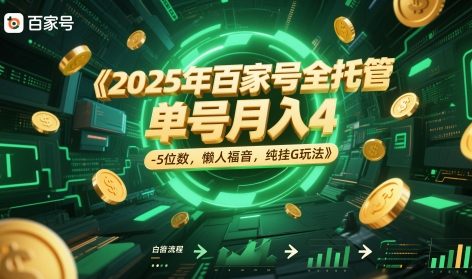 2025年百家号全托管,单号月入4-5位数,懒人福音,纯挂G玩法【揭秘】-生财