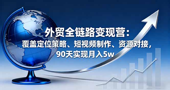 外贸全链路变现营：覆盖定位策略、短视频制作、资源对接，90天实现月入5w-生财
