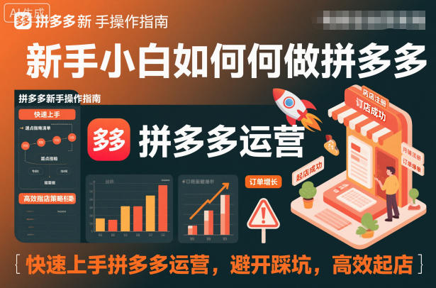 新手小白如何做拼多多，快速上手拼多多运营，避开踩坑，高效起店-生财