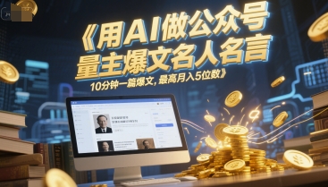 用AI做公众号流量主爆文名人名言，10分钟一篇爆文，最高月入5位数-生财