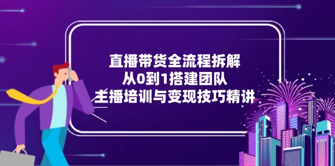 直播带货全流程拆解：从0到1搭建团队，主播培训与变现技巧精讲-生财