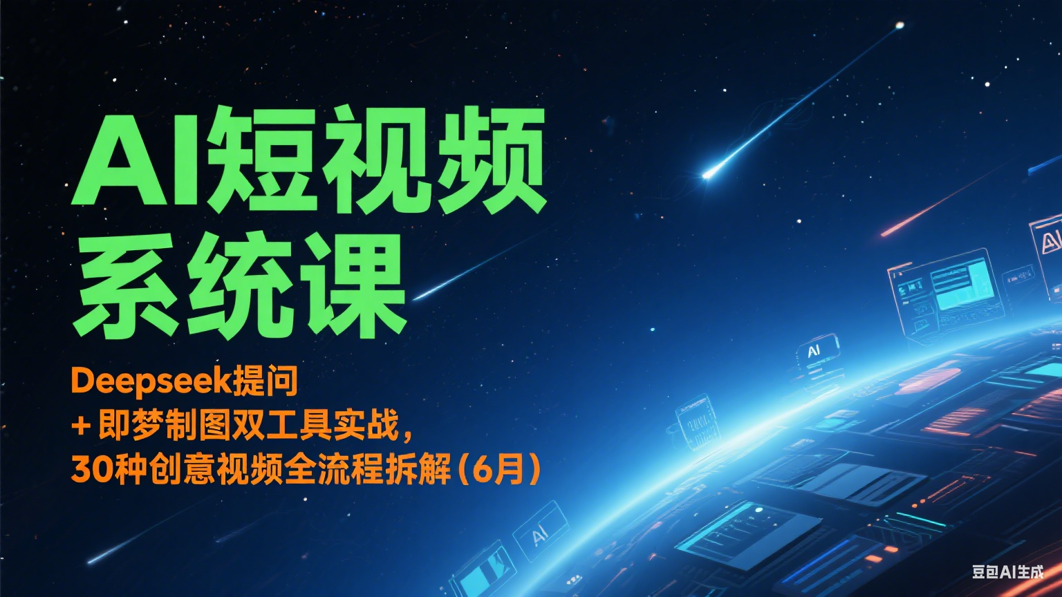AI短视频系统课:Deepseek提问 + 即梦制图双工具实战,30种创意视频全流程拆解(6月)-生财