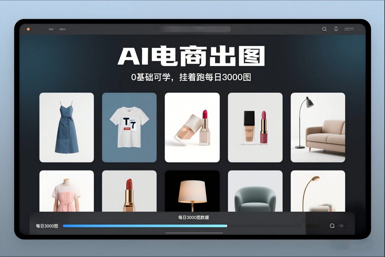 AI电商出图，0基础可学，挂着跑每日3000图-生财