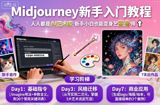midjourney新手入门教程：人人都是AI艺术家，新手小白也能变身艺术大师-生财