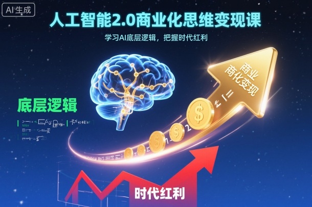 人工智能2.0商业化思维变现课，学习AI底层逻辑，把握时代红利-生财