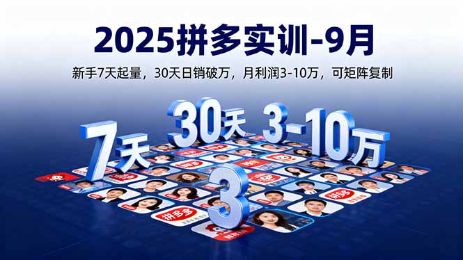 2025拼多多实训-9月：新手7天起量,30天日销破万,月利润3-10万,可矩阵复制-生财