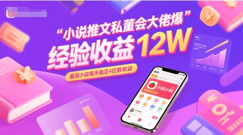 小说推文私董会大佬爆单经验分享收益12W，番茄小说每天稳定4位数收益-生财