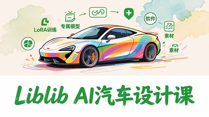 2025Liblib AI汽车设计课,文生图入门、LoRA训练、专属模型,快速上手【实战+解说+软件+素材】-生财