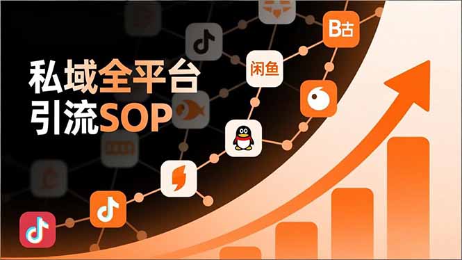私域全平台引流SOP，抖音/快手/小红书/微信/QQ/B站/闲鱼等，技术合集，高效转化公域流量-生财