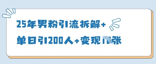 25年男粉引流拆解+单日引200人+变现多张-生财