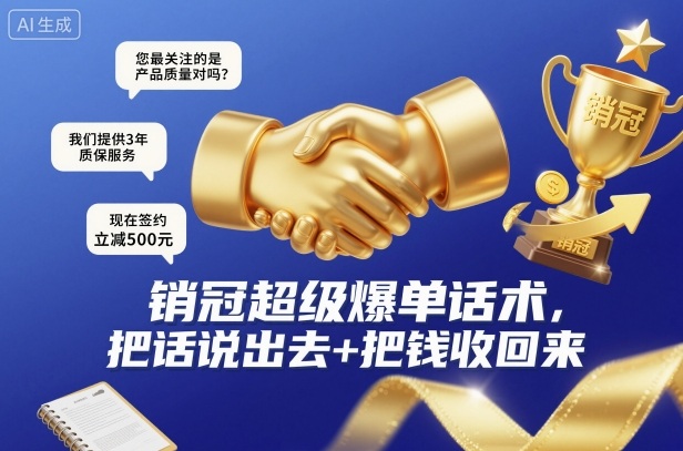 销冠超级爆单话术，把话说出去+把钱收回来-生财