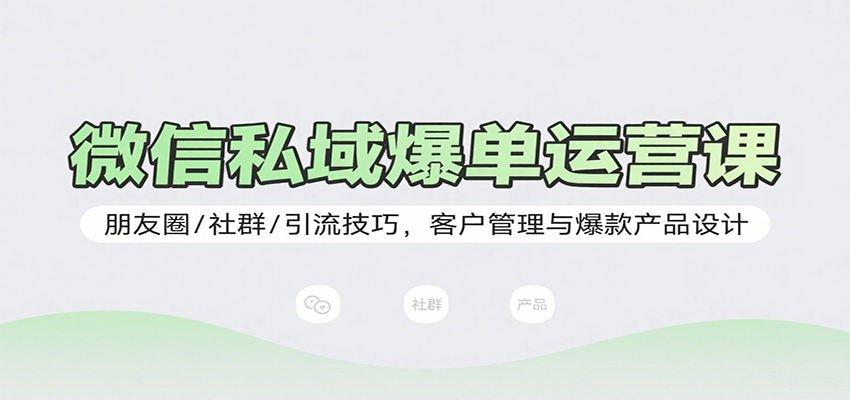 微信私域爆单运营课：朋友圈/社群/引流技巧，客户管理与爆款产品设计-生财