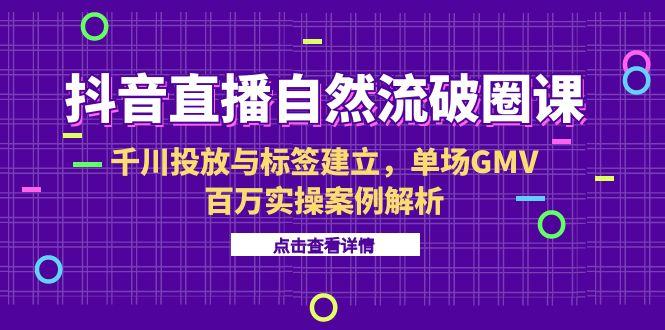 抖音直播自然流破圈课-6月,千川投放与标签建立,单场GMV百万实操案例解析-生财