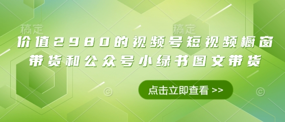 价值2980的视频号短视频橱窗带货和公众号小绿书图文带货-生财