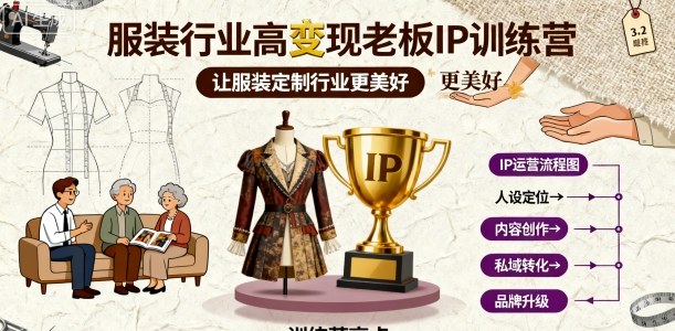 服装行业高变现老板IP训练营，让服装定制行业更美好-生财