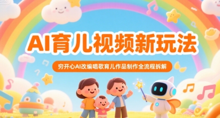 AI育儿视频新玩法，穷开心AI改编唱歌育儿作品制作全流程拆解-生财