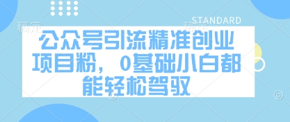 公众号引流精准创业项目粉，0基础小白都能轻松驾驭-生财
