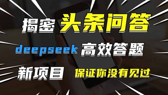 头条问答，刚出的新玩法！保证你没见过！用DeepSeek去高效答题，一个账...-生财