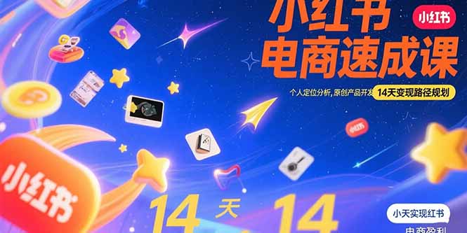 小红书虚拟电商速成课：个人定位分析，原创产品开发，14天变现路径规划-生财
