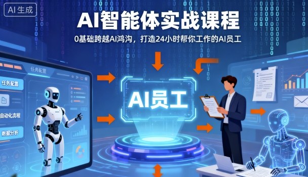 Ai智能体实战课程，0基础跨越Ai鸿沟，打造24小时帮你工作的Ai员工，打破常规，以实战定义Ai-生财