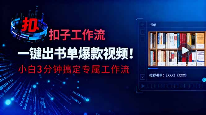 利用扣子工作流一键生成书单爆款视频,小白三分钟搞定专属工作流-生财