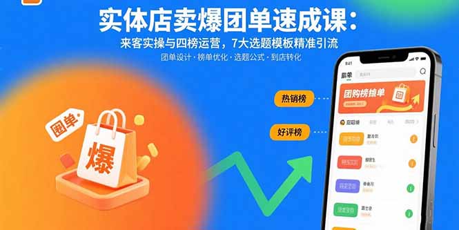 实体店卖爆团单速成课：来客实操与四榜运营，7大选题模板精准引流-生财