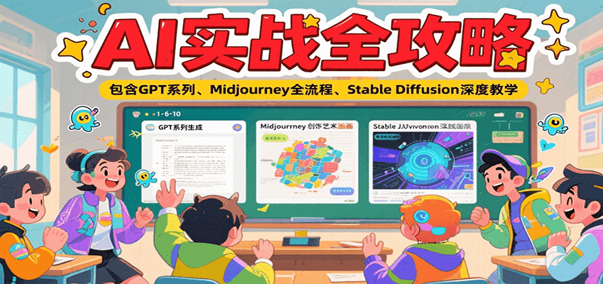 AI实战全攻略,包含GPT系列、Midjourney全流程、Stable Diffusion深度教学-生财