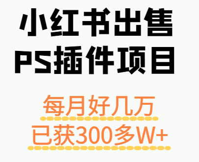 小红书出售PS插件项目，每月都收入好几万，长期操作已获利300多W+-生财