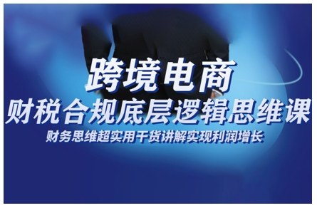 跨境电商财稅合规底层逻辑思维课,财务思维超实用于货讲解实现利润增长-生财