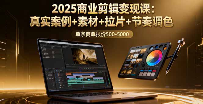2025商业剪辑变现课：真实案例+素材+拉片+节奏调色，单条商单报价500-5000-生财