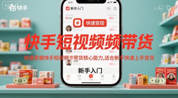 快手短视频带货，快速掌握快手短视频带货核心能力，适合新手快速上手变现-生财