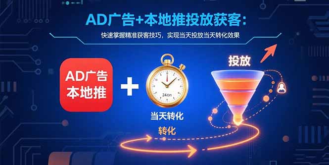 AD广告+本地推投放获客:快速掌握精准获客技巧,实现当天投放当天转化效果-生财