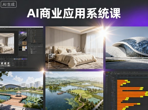 AI商业应用系统课，室内-软装-建筑-景观，智能设计+效果图+动画画实战-生财