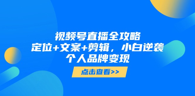 视频号直播全攻略，定位+文案+剪辑，小白逆袭个人品牌变现-生财