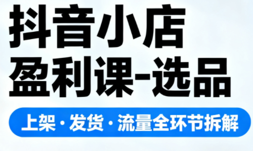 抖音小店盈利课-选品·上架·发货·流量全环节拆解-生财