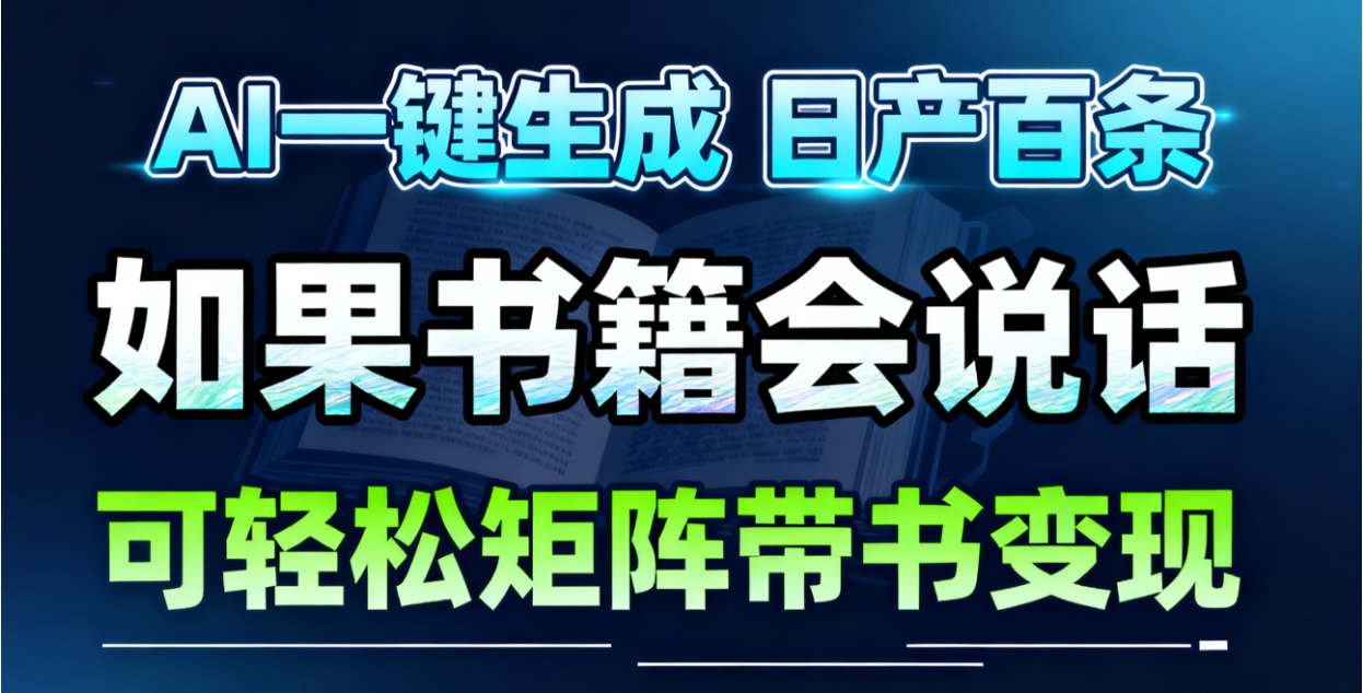 AI书籍会说话，轻松带书变现，月入3W+-生财