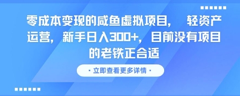 零成本变现的咸鱼虚拟项目， 轻资产运营，新手日入3张+，目前没有项目的老铁正合适-生财