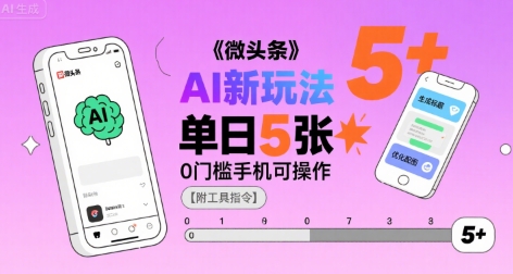 微头条AI新玩法，小白单日5张+，0门槛手机可操作【附工具指令】-生财