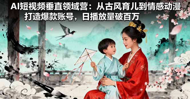 AI短视频垂直领域营：从古风育儿到情感动漫，打造爆款账号,日播放量破百万-生财