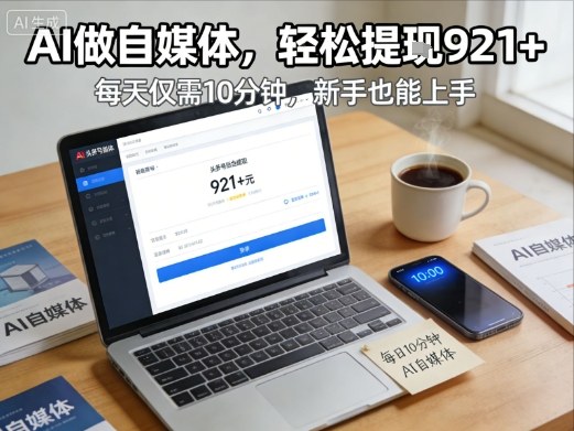 每天花费10分钟，头条号收益921+，用AI做自媒并不难【附视频教程】-生财