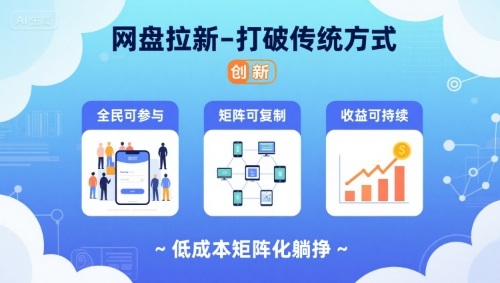 网盘拉新-打破传统方式，低成本矩阵化躺挣，全民可参与、矩阵可复制、收益可持续【揭秘】-生财