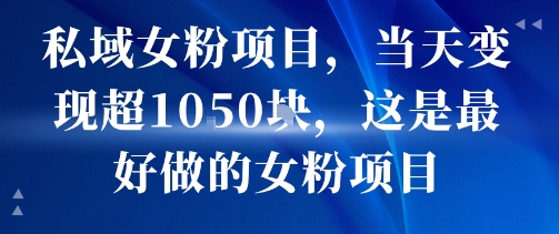 私域女粉项目，当天变现超1k，这是最好做的女粉项目，可放大操作-生财