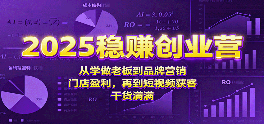 2025稳赚创业营：从学做老板到品牌营销、门店盈利，再到短视频获客，干货满满-生财