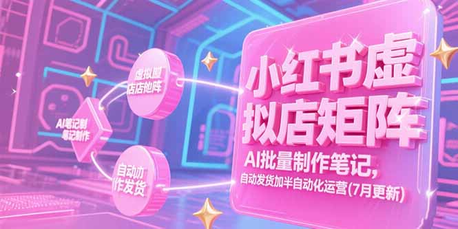 小红书虚拟店矩阵，AI批量制作笔记，自动发货加半自动化运营(7月更新-生财