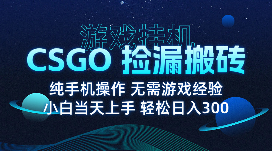 8月最新游戏搬砖，CSGO纯挂机，不需要玩游戏，实现真挂机，月入1W+-生财