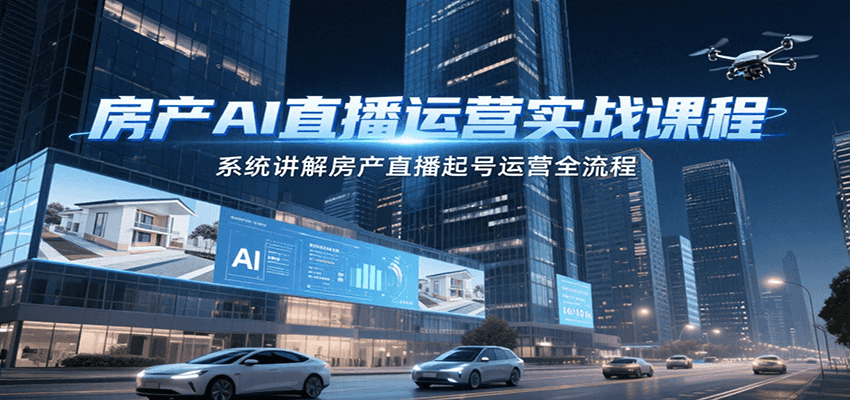 房产AI直播运营实战课程，系统讲解房产直播起号运营全流程-生财