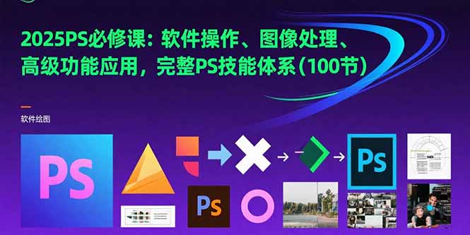2025PS必修课:软件操作、图像处理、高级功能应用,完整PS技能体系(100节-生财