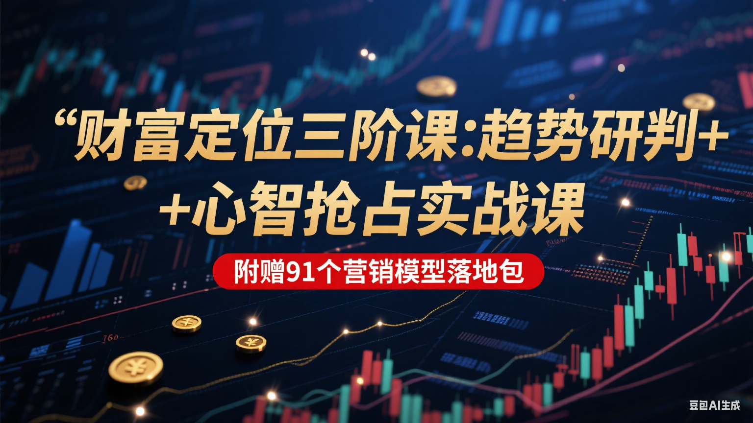 财富定位三阶：趋势研判 + 心智抢占实战课，附赠91个营销模型落地包-生财