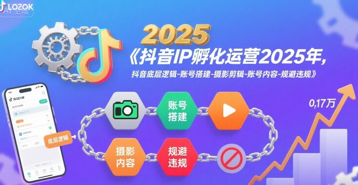 抖音IP孵化运营2025年，抖音底层逻辑-账号搭建-摄影剪辑-账号内容-规避违规-生财