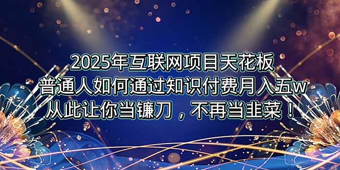 2025年互联网项目天花板,普通人如何通过卖项目实现逆风翻盘,月入5W+!-生财
